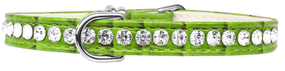 Beverly Style Rhinestone Designer Croc Dog Collar Lime Green Size 14
